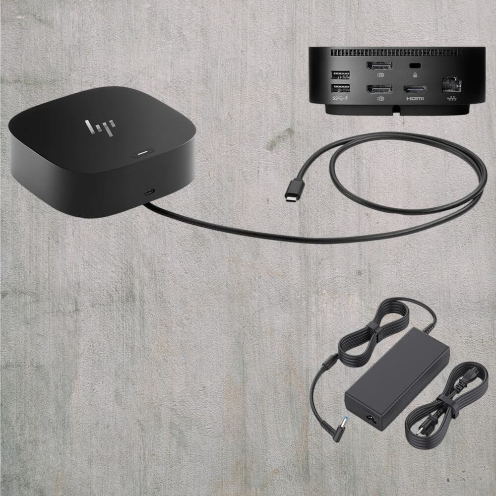HP USB-C G5 Docking Station Dual Monitor 120W Power Adapter Bundle – Open Box